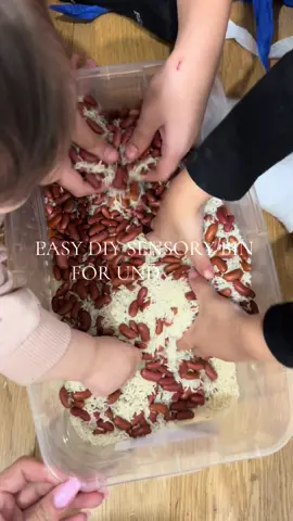 Everything is from the dollar tree! All 3 of my kids (age 9, 3, and 7 months) enjoy this sensory bin. Keep a close eye if you decide to do this with babies, Eden tried several times to put the rice and beans in her mouth! We added cars and small shovels that we already had to make it even more fun! This keeps them entertained for a long time and allows them to work on their motor skills at the same time! #sensorybin #DIY #dollartree #toddleractivities #babyactivities #easydiy #diyonabudget 