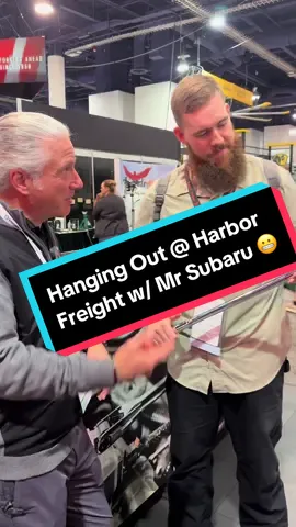 Did you ever think you would see this?! Was nice meeting you @MrSubaru1387 @Harbor Freight #mechaniclife #automotive #cartok #sema #aapex #tools #harborfreight #tooltok #fyp #foryou #stitch #duet 