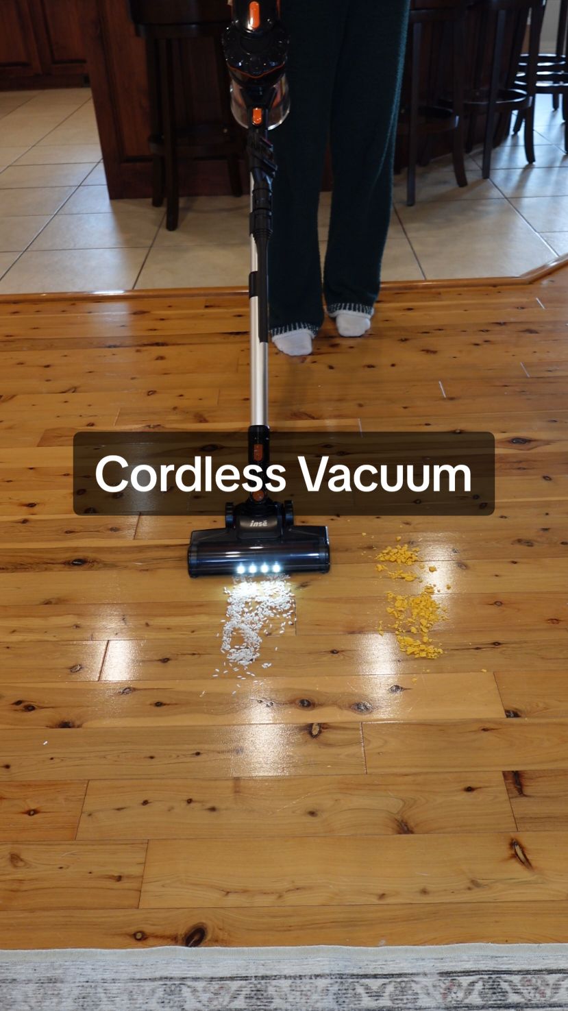 This lightweight cordless vacuum is a must have for cleaning the whole house in a breeze.  #giftideasforher #forher #vacuuming #cordlessvacuum #CleanTok #cleanhouse #blackfridaydeals 