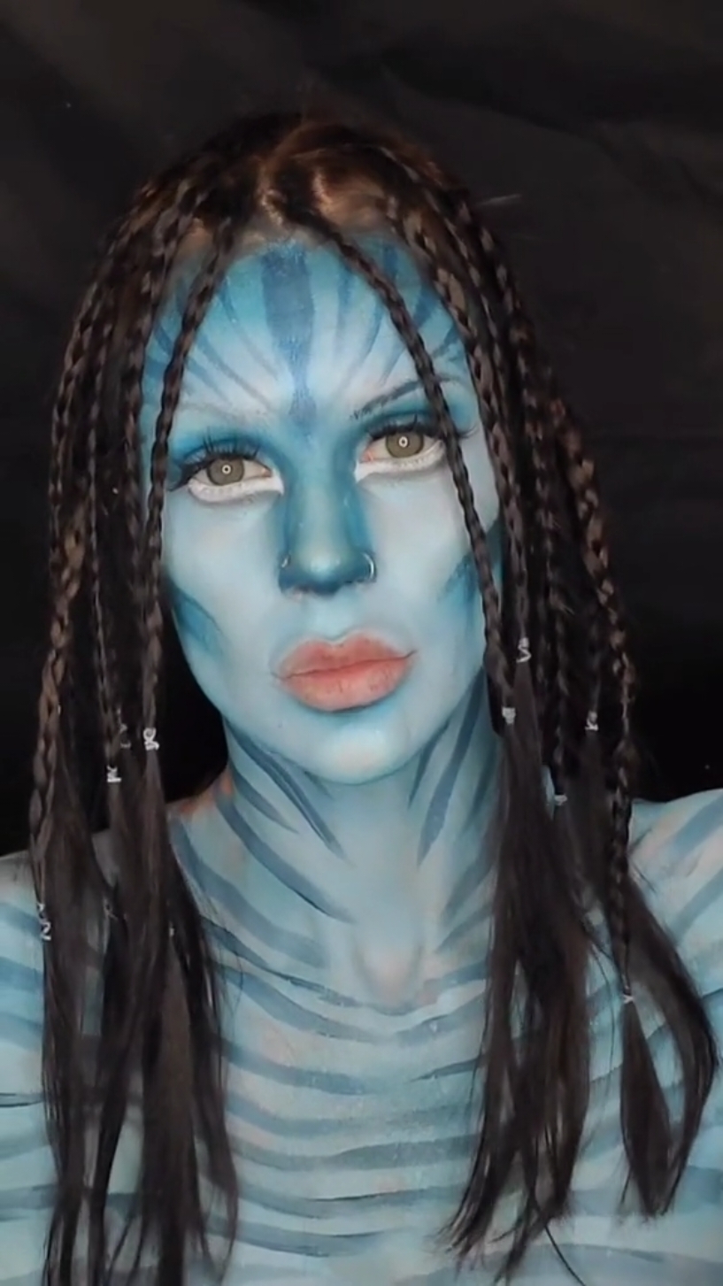 should I become an avatar again? what colour would you like to see? #avatar #avatarmakeup #avatarthelastairbender #avatarthewayofwater #makeuptutorial #kellie_makeup 