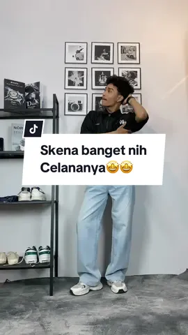 Rekomendasi celana gombrong light blue  #celanajeans #fashiontiktok #ootdcowok #celanagombrong #baggy #baggyjeans #skenaoutfit #fypシ゚viral #fyp 