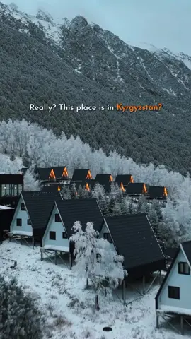 🎥 @Tynchtyk Mukhambetov  Cozy cabins in a winter wonderland at Ala Archa National Park ❄️✨ The perfect place to enjoy the snow and the warmth. Who else dreams of a getaway like this?