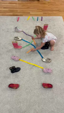 Shoe Match 👟 Grab some treat sticks and shoes and play this fun matching game. My daughter loved playing multiple rounds - just mix up the shoes for a new game each time.  #sprinkleinlearning #matching #match #matchinggame #grossmotorgame #preschool #preschoolactivities #prek #prekactivities #teacher #teachermommy #teachermom #learningthroughplay #learnthroughplay #learninggame #learninggames #educationalgames #gamesforkids #gameforkids #kidsgame #kidsactivities #kidsactivity #kidactivities #kidactivity #indoorplay #playideas #rainydayplay #shoes 