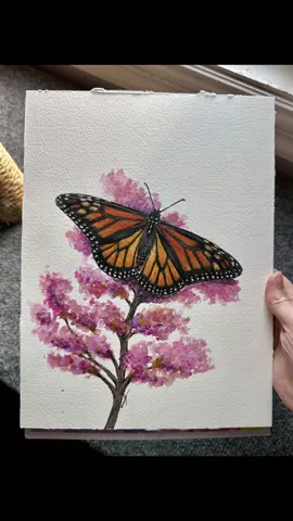 Monarch painting timelapse!🦋 #watercolour #watercolourart #watercolourpainting #butterfly #butterflyart #monarch #timelapseart #painting 