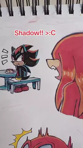 DON'T bother Shadow during dessert time 😡  #traditionalart #myart #sonicthehedgehog #shadowthehedgehog #knucklestheechidna #drawing 