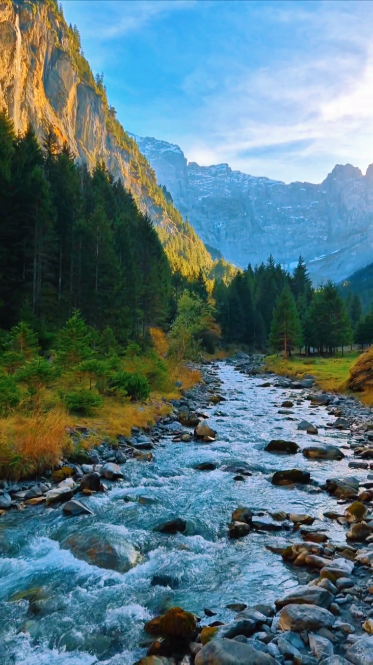 Enjoy the moment🇨🇭🙂 #switzerland #river #stream #mountain #swissalps #nature#naturelover #natureathome #autumnvibes #goodvibes #naturevibes #landscape #scenery #fyp #relaxingvideos #relaxing #calm #peaceful #Outdoors #wanderer #wanderlust #swiss #enjoy 