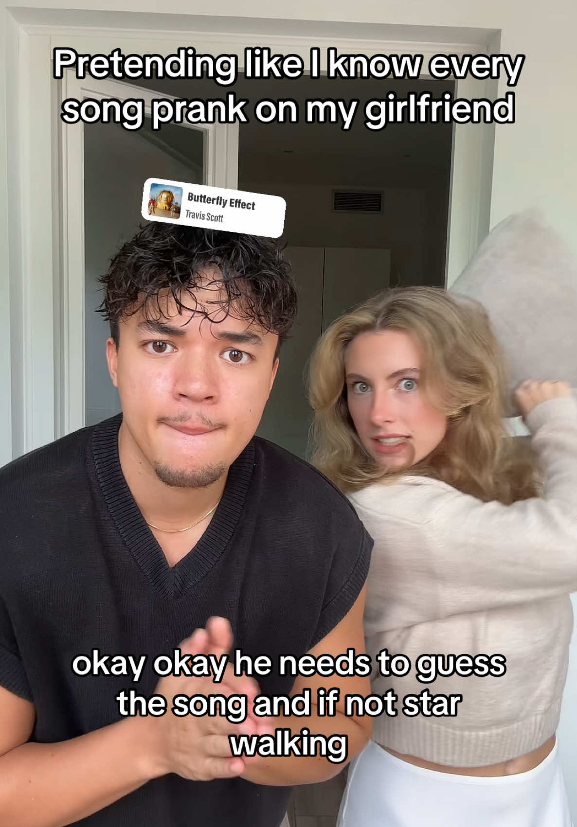 not her fully believing it 😂😭 #couplecomedy #coupleprank #prankingmygirlfriend #guessingsongs #couplestiktok 