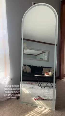 LED Full Length Standing Mirror with Dimming & 3 Color Lighting, Lighted Floor Mirror with Aluminum Alloy Thin Frame, Wall Mirror with Stand #MyDepotPrime #fulllengthmirror