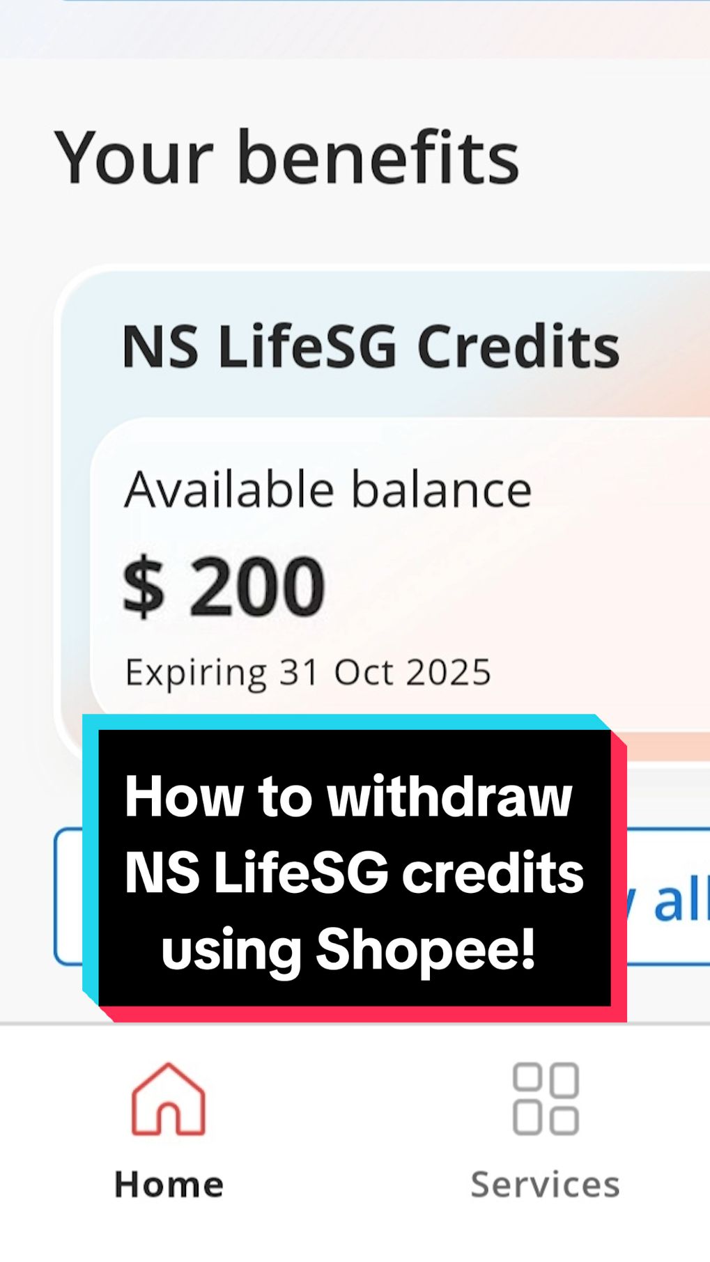 Not sure what to spend your NS LifeSG credits on? Here's how you can withdraw it using Shopee! #fyp #fypsg #singapore #tiktoksingapore #sgtiktok #nscredits #lifesg #shopee 