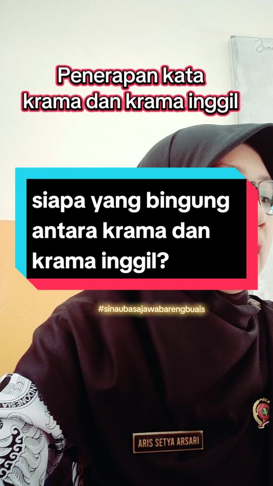penerapan kata krama dan krama inggil. krama itu untuk diri sendiri krama inggil untuk orang tua atau orang yang dihormati. semoge bermanfaat. #guru #gurubahasajawa #fyp #katajawa #krama 