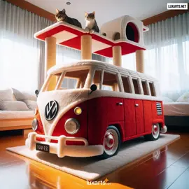LUX.998 Bring a touch of adventure home with this VW Bus cat tree! 🚐🐱 Packed with cozy nooks and scratching posts, it’s a fun and stylish retreat for every curious kitty