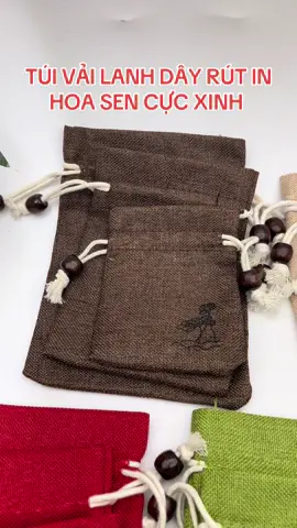 Túi vải lanh dây rút nhỏ đựng vòng tay, thảo dược in hoa sen sang trọng đủ màu sắc giá sỉ ##tuibaobo##tuivailanh##tuithaoduoc##vongda5a##DIY