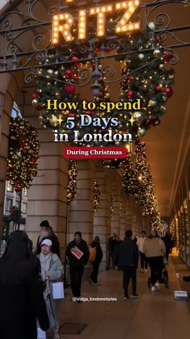 5 Days London Christmas itinerary. ⬇️❄️ 5 Unforgettable days you will never forget✨✨ Ultimate London Christmas Guide⬇️ Best decorated restaurants❄️✨🥂 •Daphne’s • Churchill Arms • Coq d’Argent rooftop • The Greenhouses • Claridges • Montague on the Gardens • Annabel’s • Sketch • Clos Maggiore • Dalloway Terrace  • Duck & Waffle • SushiSamba  • Aviary rooftop • The Ivy Chelsea Garden  • 34 Mayfair • Mari Vanna • Harry’s Dolce Vita • J. Sheekey • Coppa Club • Seabird • Sunday in Brooklyn • Tattu London Best Ice Skating Rinks ⛸️🥂 1.Glide ice rink at Battersea Power Station November 2024-5 January 2. Skate at Somerset House ice rink 13 November 2024-12 January  3. Hampton Court Palace ice rink  22 November 2024-5 January 4. Hyde Park Winter Wonderland ice rink 21 November 2024-5 January 5. Ice rink at Westfield London, Shepherd’s Bush 15 November 2024-5 January  6. Ice Rink Canary Wharf  26 October 2024-23 February 2025 7. Queen’s House Ice Rink 23 November 2024- 7 January 2025 Markets🎄✨❄️ Southbank Centre: Nov 1 - Dec 26 • Covent Garden: Nov 12 - Dec 25 • Trafalgar square: Nov 9th (tentatively) • King’s Cross: Nov 21 - Dec 22 • Leicester square: Nov 6th - Jan 5 • Leadenhall Market: Nov 14 - Dec 7 • Spitalfields: Nov 29 - Dec 24 Festive Experiences & Events 🎄🥂✨ • Christmas at Royal Albert Hall • Christmas at Kew • Humbug immersive dive bar • The Nutcracker at London Coliseum • Christmas at Kenwood House  • Miracle Bar at Henrietta • Hot Chocolate Experience at The Chinoiserie • The Great Christmas Feast at the Lost Estate Best Hotels to Stay in London for Christmas🎄❄️ Luxury: The Savoy | Claridge’s | Hotel Cafe Royal Mid-range: The Tower Hotel | The Hoxton | Treehouse | Mamma Shelter Budget: Hostel One Notting Hill | Wombat’s City Hostel #londontiktok #londonhotspots #londonlife #londonchristmas #secretlondon #christmascountdown #festiveseason #londonfoodie #PlacesToVisit #winterwonderland #christmasinlondon #christmasfood #londra #londres