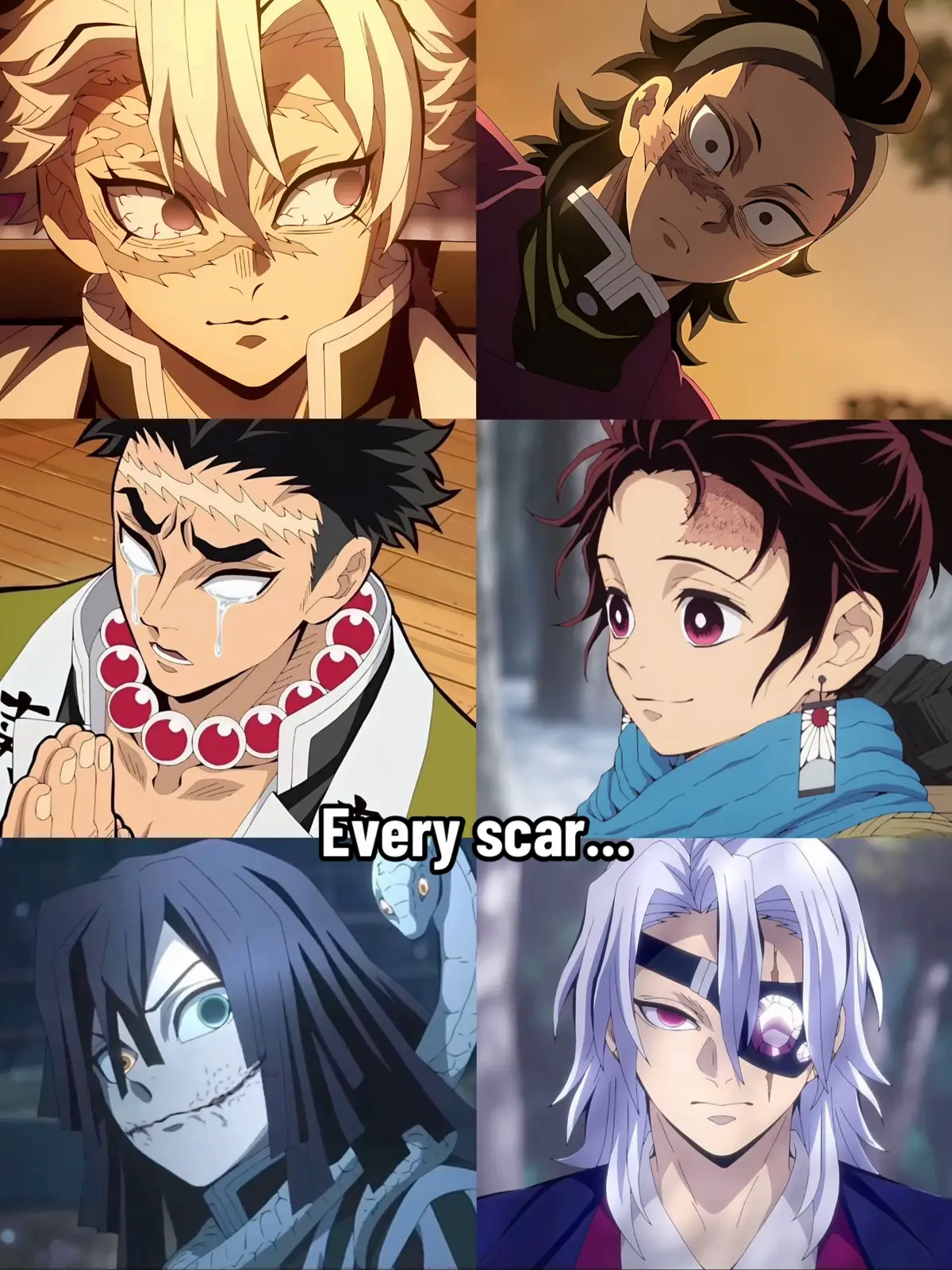 ||they’re beautiful with scar🥰||#demonslayer #kny #sanemishinazugawa #genyashinazugawa #gyomeihimejima #tanjirokamado #obanaiiguro #uzuitengen #fyp #edit #sad #cute #viralllllll #crying #neiperte #foryou #forypupage #_kira_queen_ 
