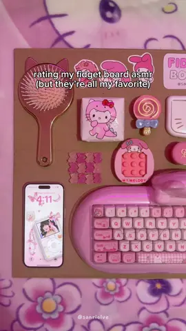 rating my fidget board asmr, but they’re all my favorites 🩷🩷 comment any theme reqs/if you want to see more <3 #asmr #sanrio #fidget #fidgetboard #lowqualityasmr #anime #badasmr #fyp #kawaii #aesthetic #stationery #mlp #hellokitty #mymelody #newjeans