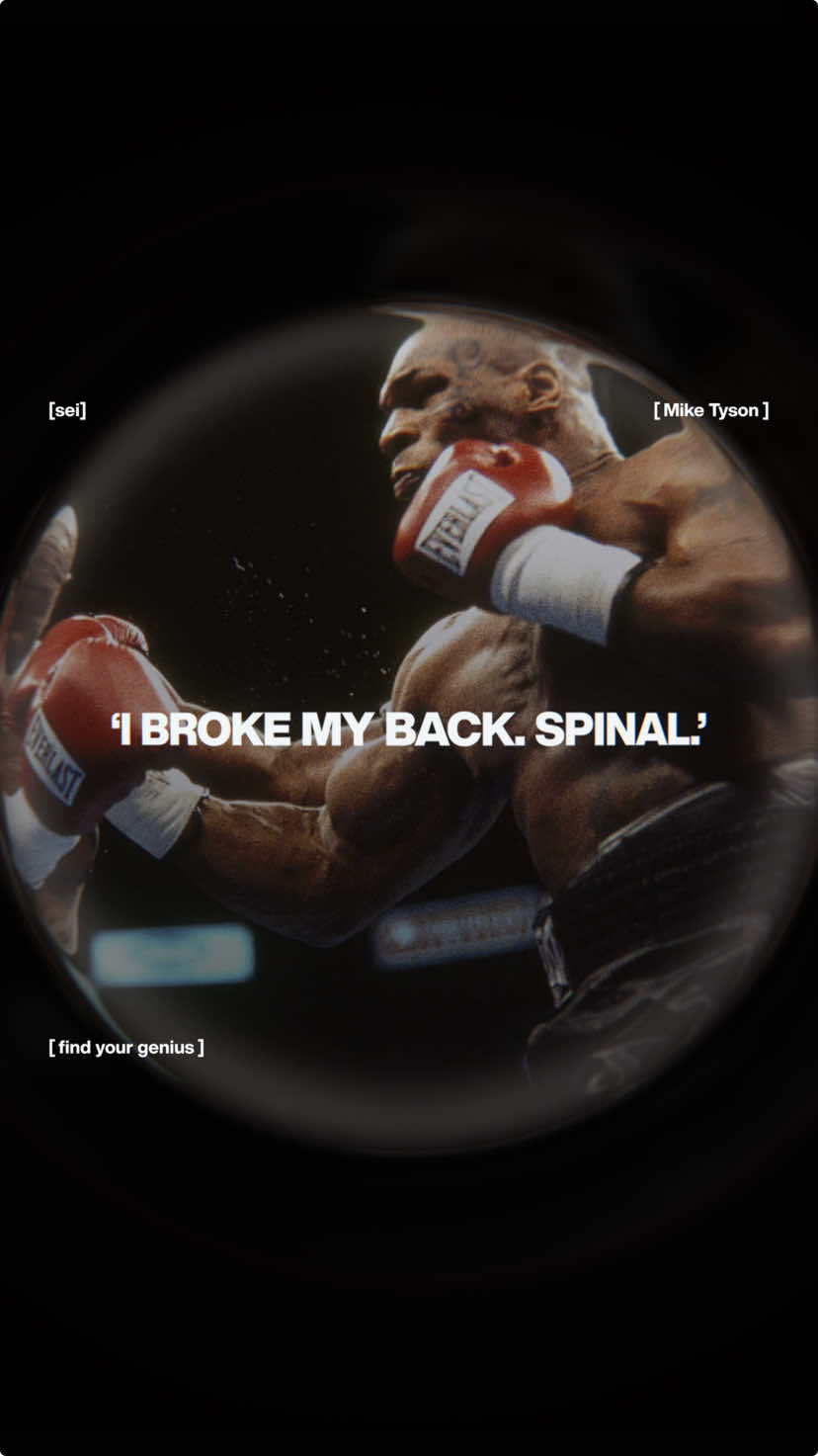 This goes down in Tyson History as one of the most iconic and hilarious moments where Tyson shocked reporters when he causally stated 'I broke my back. Spinal.’  This was after he knocked out Clifford Etienne in just 49 seconds, and was Tyson’s last professional victory. #ironmike #miketyson #sei 