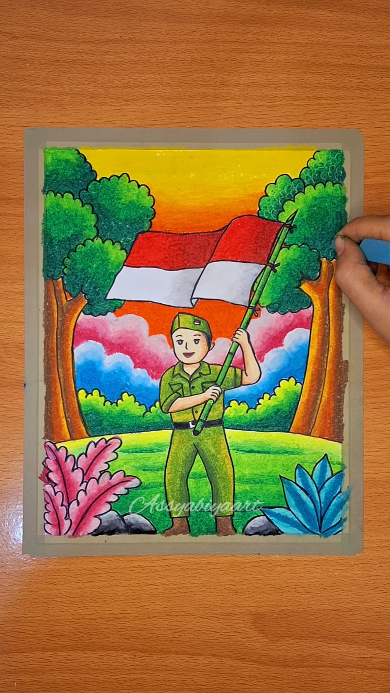 Selamat Hari Pahlawan🇲🇨 #tutorial #mewarnai #assyabiyaart #oilpastel #fabercastell #haripahlawan