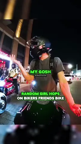 Random girl from the city hops on a bikers bike out of no where #biker #cop #fyp 