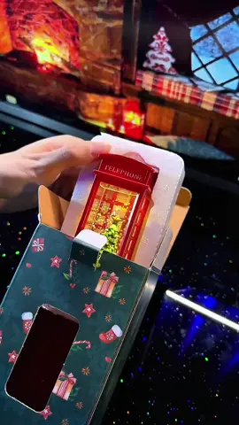 Christmas themed telephone booth decoration 3-piece set of LED lights, telephone booth decorations for family gatherings, holiday decorations, lights with batteries included