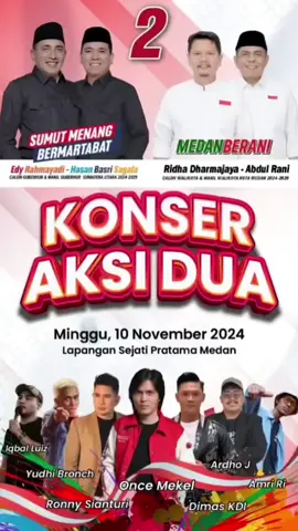 KONSER AKSI 2 ...  Kampanye Akbar Edy - Hasan di Lapangan Sejati Medan Johor ..  Dihadiri oleh Ribuan Simpatisan dan Pendukung ...  Edy - Hasan ...Menang ✊  Coblos no 2 ✌️  #edyhasanmenang  #sumutbermartabat  #edyrahmayadi  #hasanbasrisagala  #ayahuntuknegeri  #lawankecurangan  #sumaterautara  #lawankecurangan 