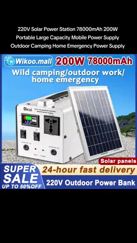 220V Solar Power Station 78000mAh 200W Portable Large Capacity Mobile Power Supply Outdoor Camping Home Emergency Power Supply #Home #homeemergency #solar #christmas #christmasgift #birthday #giftideas #gift #buynow #fyp #fypシ゚viral #foryoupage❤️❤️ 