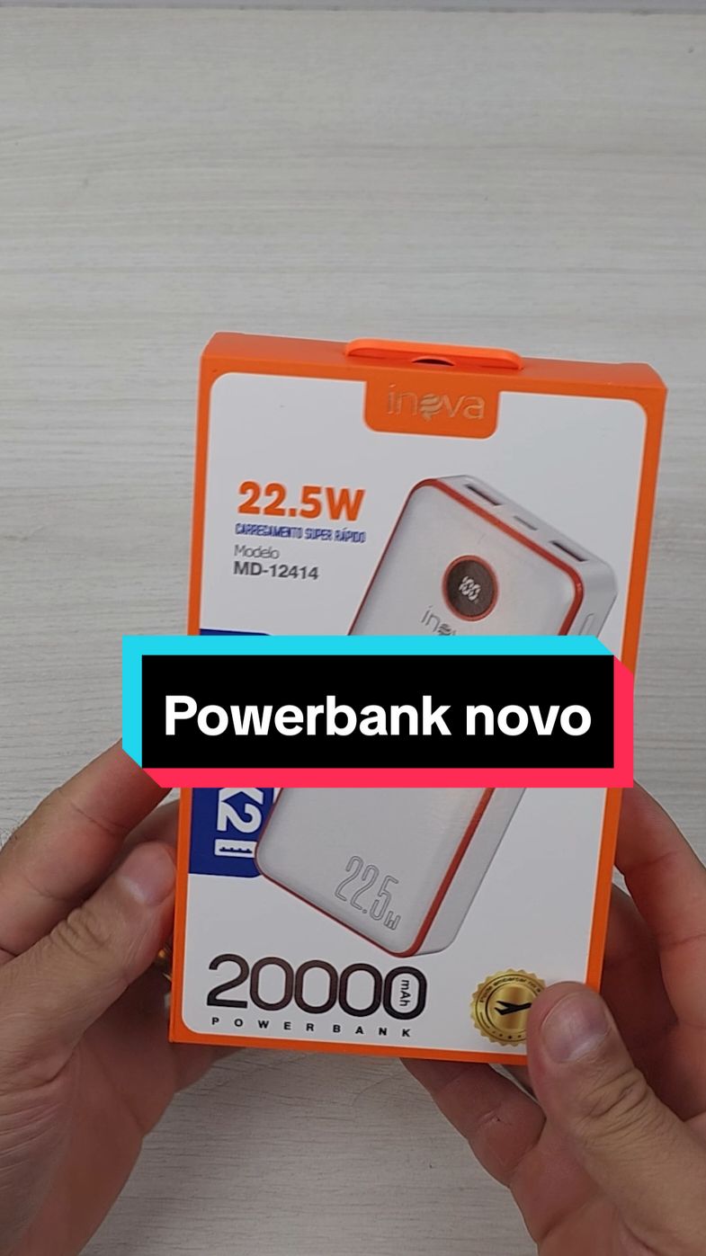 Power bank inova MD-12414 com potência de 22.5W é pode carregar até 3 dispositivos ao mesmo tempo.  não possui cabo embutido. #inova #powerbank #achados 
