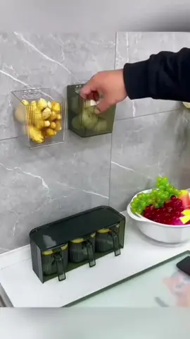 seasoning storage basket on wall#kitchengadget #kitchenessentials #satisfying #smallbusinessmalaysia #goodthingstoshare 