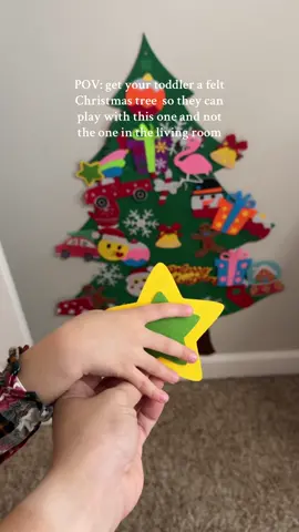 LESS THAN $10 & best decision EVER!🎄🫶🏼 #feltchristmastree #christmastree #kidsactivities #kidschristmas #funforkids #christmasactivities #christmasgift #christmasgiftideas #toddleractivities #christmasfun #christmastreedecorating #MomsofTikTok #tiktokshopfinds #ttshopdeals #fyp 