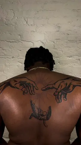 icarus x adam mash up 👼🏾 #blackartists #blackartistsoftiktok #melanintattooartist #tattooideas 