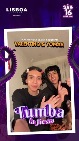 VALENTINO Y YOMAR CONFIRMAN SU ASISTENCIA‼️🎊 Este 16 de noviembre, Arequipa vivirá una noche única! Por primera vez, Valentino y Yomar se presentan en la ciudad blanca, con un show espectacular para todos sus fanáticos. iNo te pierdas esta única fecha en 2024 Arequipa y disfruta de una experiencia inolvidable! - Entradas disponibles en Joinnus y Yape Entradas🎫 - Zona Vip Gratis Hasta llenar el 50% de aforo ✅ #lisboaarequipa #eventosarequipa #valentinoarequipa #yomararequipa #tumabalafiestarequipa
