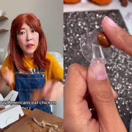 Part 3 Never leave chicken on the bone. Better yet, don’t even leave the bone 🤣 #korean #moms #disrespect #kids #cultureshock #immigrant #chicken #howto #relatable #friedchicken 