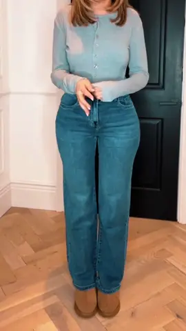 Women's Casual Mid-Waist Wide-Leg Stretch Denim Pants