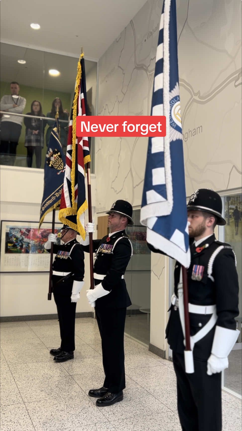 Today we held an act of remembrance at Lloyd House to remember those killed in conflict. The service was led by chaplain our Lead Chaplain Khadija Sulamain and Diversity and Inclusion Manager Inspector Aviv Glaser. A bugler playing the Last Post to mark the start of the ceremony before the two minute silence was held. Chief Constable Craig Guildford Police and Police and Crime Commissioner Simon Foster then placed wreaths at the roll of honour in reception followed by representatives from our staff networks, unions, the Police Federation and the Benevolent Fund. The Honour Guard also played a key role in marking this important event. Thank you to all colleagues who came along to pay your respects. #RemembranceDay #ArmisticeDay 