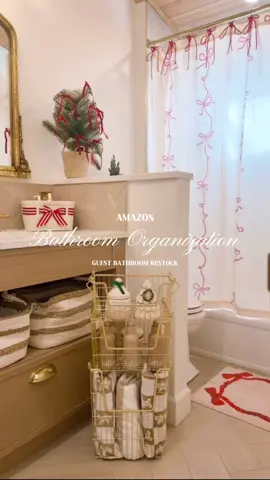 Holiday guest bathroom restock ❤️🎄💌 #bathroomorganization #guestbathroom #holidayrestock #bathroomorganizer #restockwithme #restockingasmr #christmastiktok #christmas2024  #holidaydecor #christmasdecor #christmasdecorating #christmasdecorations #holidaydecorations #homeorganization #organization 