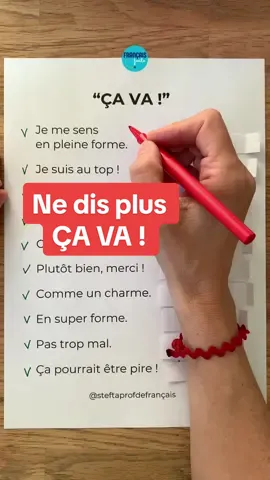 ❌ Arrête de répondre « ÇA VA » à la question : « comment vas-tu ? Il existe beaucoup d’expressions différentes et nuancées pour t’exprimer comme un natif. Pour améliorer ton français, enrichis ton vocabulaire et deviens un expert ou une experte 💪🔥 Télécharge mon ebook gratuit : 8 lecons de base pour améliorer ton français. Le lien est dans la bio. #apprendresurtiktok #apprendrelefrançais #vocabulaire #francaisfacile 