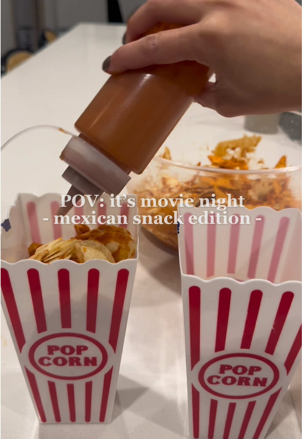 Family movie night with our favorite snack 😋 #movienight #familymovienight #mexicansnacks #papitasconchile #movie #disneyplus #thepacifiermovie #hometheater 