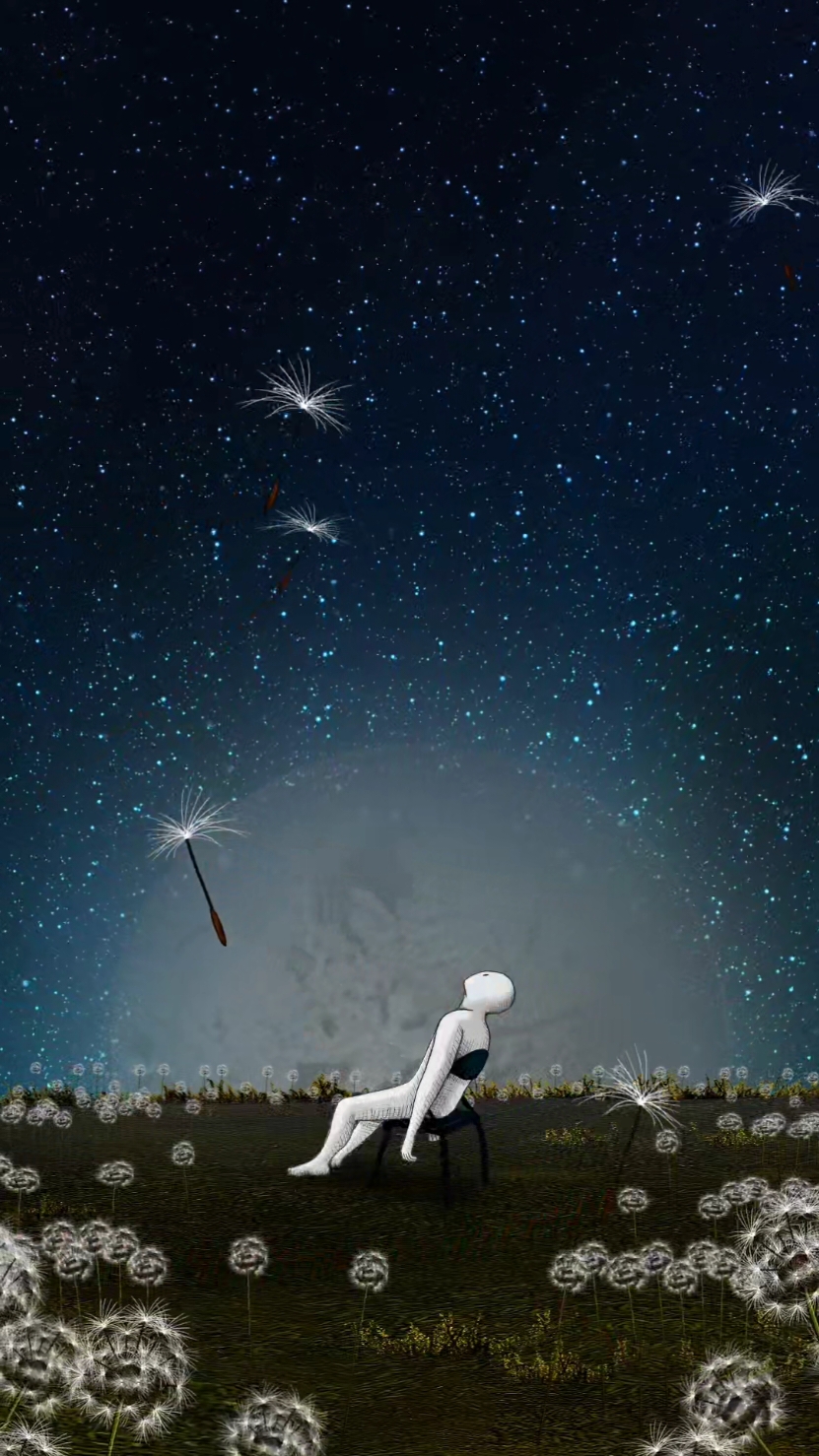 Eternal longing I've been looking up at the stars more often lately, longing for something greater than me, gazing up at the eternity in the night sky that makes me feel so tiny in the grand scheme of things yet i hope that one day my thoughts and ideas can fly up into that night sky and become as eternal as the stars that shine within it. . . . . . . . . #hope #digital #creepycore #illustration #dreamcore #hopecore #weirdcore #animation #nature #art #meaningoflife #fyp #philosophy #stars #dandelions 