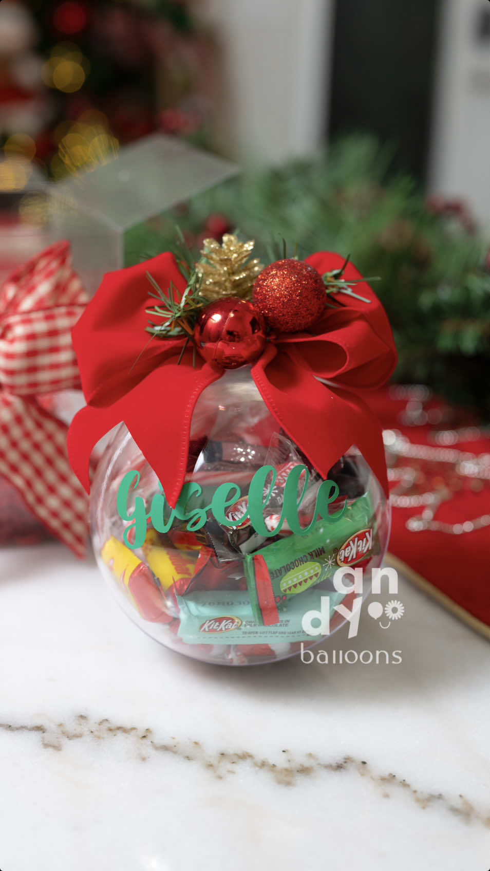 Custom ornaments filled with chocolates and candies 😍 A beautiful gift idea for this holiday season!  Want to order yours? Link in bio!