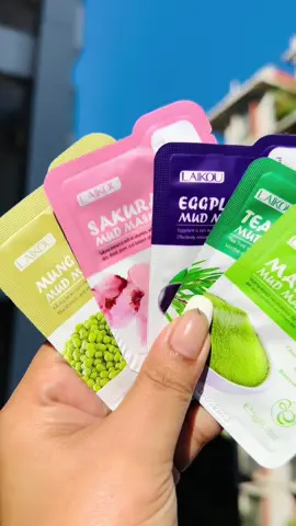 LAIKOU Mud Mask —Sakura —Matcha —Eggplants —Mungbean —tea tree #laikou #mudmask #skincare #reel #fyp 