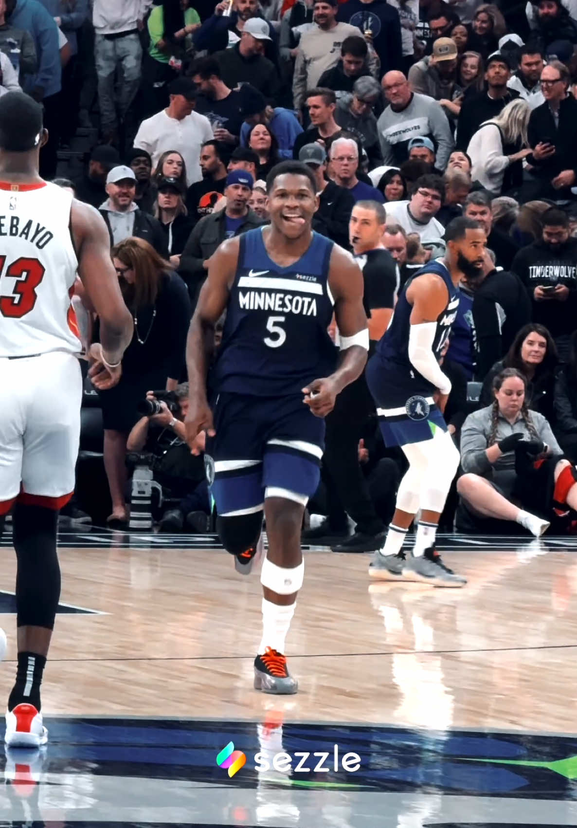 HUGE thanks to @Sezzle for the courtside Timberwolves seats!! Sezzle is THE best buy now, pay later app. Download and sign up today 🔥 #NBA #anthonyedwards #basketball #sezzle 