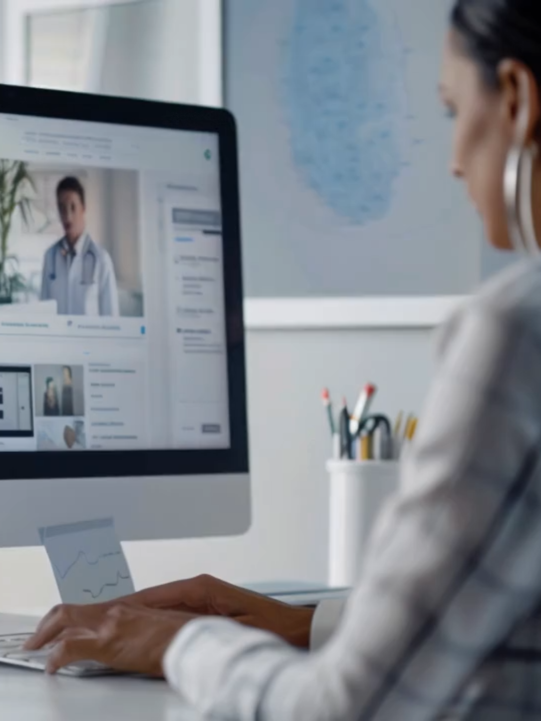A woman using a computer #aivideo #stockvideo