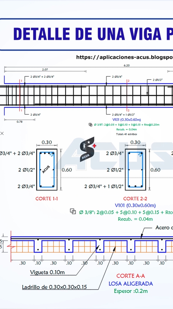 Detalle de una viga peraltada #acus 