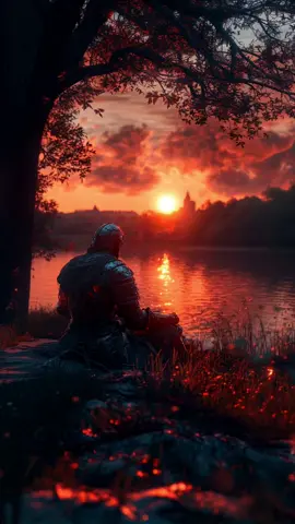 Tired Knight watches the sunset after the war #medieval #aigenerated #medievaltiktok #animation #aicommunity #fyp #darkfantasy 