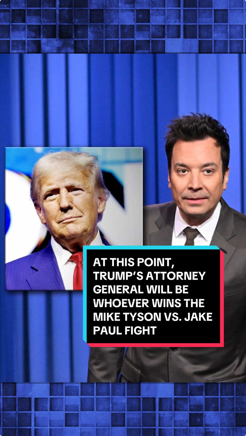 Trump and his transition team have been busy filling out his Cabinet with loyalists. At this point, his Attorney General is going to be whoever wins the Mike Tyson vs. Jake Paul fight 😂 #FallonTonight #TonightShow #MikeTyson #JakePaul #Election2024 #DonaldTrump #JimmyFallon 