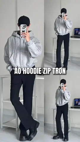 Áo hoodie zip trơn nam #xuhuong #fyp #outfit #review 