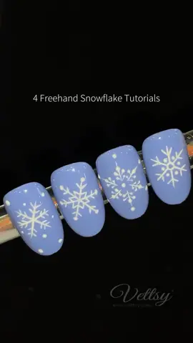 ❄️ 4 Kinds of Freehand Snowflake Nail Painting Tutorials For U. Save for Winter Nail Art 💅 🛒Products Used: ✨Hema-Free Gel-The Artist ✨Solid Gel Polish-Young Love ✨Liner Brush ✨4 in 1 Dotting Pen