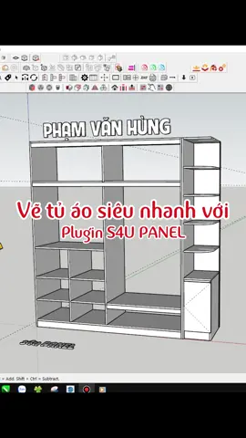 Vẽ Tủ quần áo siêu nhanh S4U Panel #Sketchup #plugin