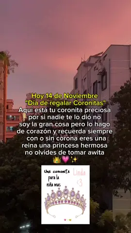 Hoy 14 de Noviembre día de regalar coronitas 💗👑👑✨#fyp #parati #tiktokponmeenparati #foryuopage #frases_tania #14denoviembre #diaderegalarcoronitas #coronitas👑 #espectadora #fypp #apoyo #nomdejenenflop #viral_video #Viral @TikTok ✌🏻✨