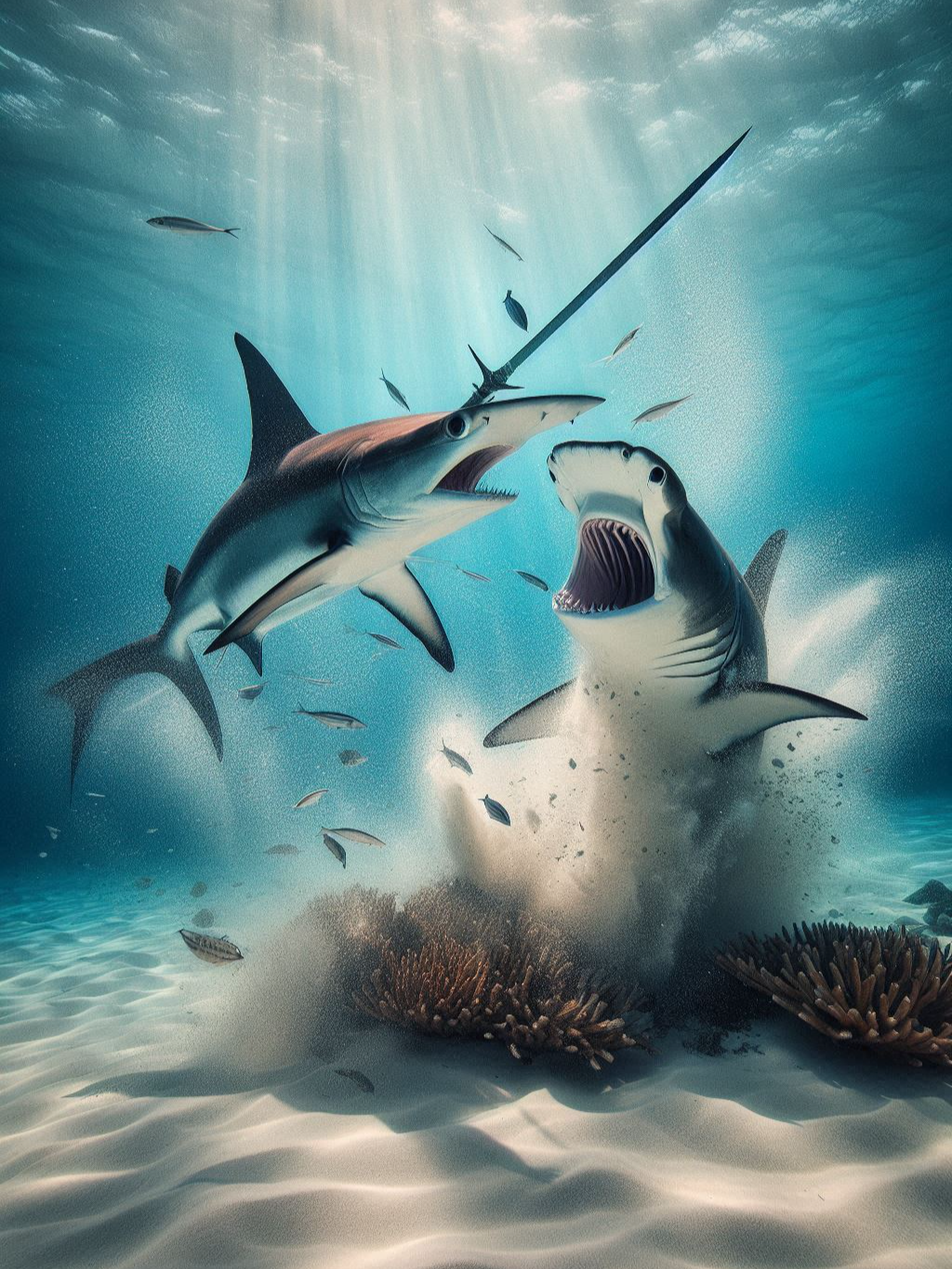 ¿Quién ganaría una pelea entre el pez espada y el tuburón martillo? 😨 #curiosidades #animales #pelea #pezespada😍😍 #tiburónmartillo