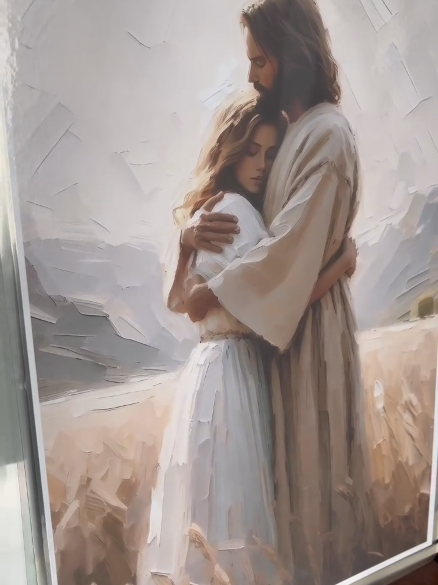 Healing Embrace, Jesus Hugging Girl, Jesus and Woman Art, Christian Painting, Modern Christian Art, Bible Verse Wall Art, Jesus Painting #christmas #gifts #Jesus